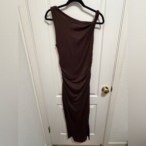 True & Co. Chocolate One-Shoulder Dress